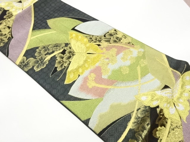 JAPANESE FUKURO OBI / WOVEN SAKURA & BUTTERFLY